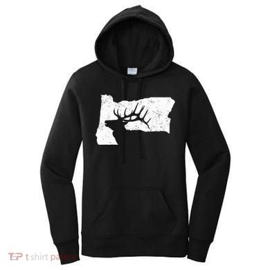 Oregon Elk Hunting Bull Elk State Shape Women's Hoodie