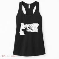 Oregon Elk Hunting Bull Elk State Shape Women's Tank Top thumb 0