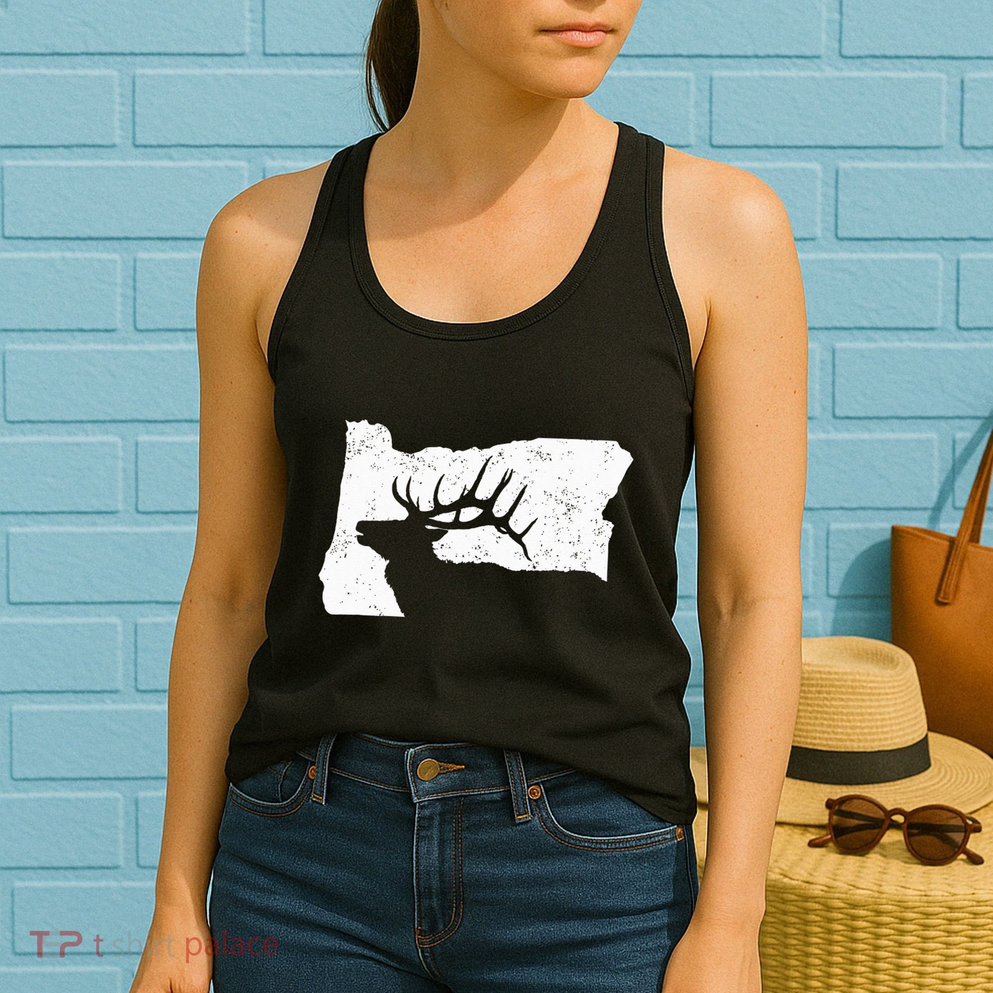 Oregon Elk Hunting Bull Elk State Shape Women's Tank Top