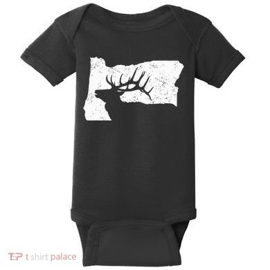 Oregon Elk Hunting Bull Elk State Shape Baby Bodysuit