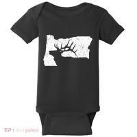 Oregon Elk Hunting Bull Elk State Shape Baby Bodysuit thumb 0