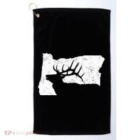Oregon Elk Hunting Bull Elk State Shape Golf Towel thumb 0