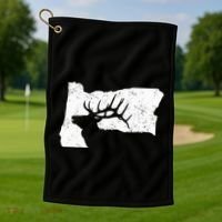Oregon Elk Hunting Bull Elk State Shape Golf Towel thumb 1