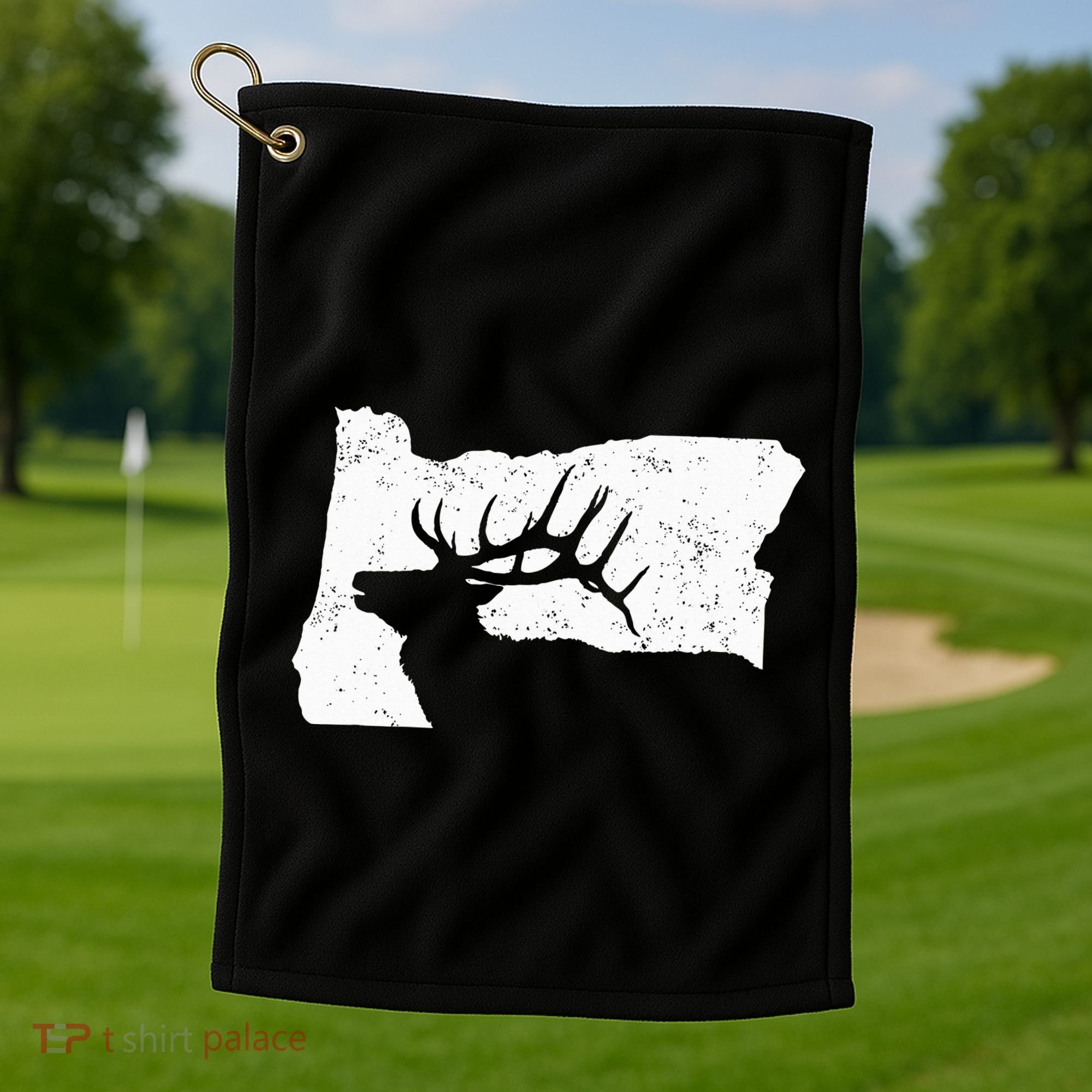 Oregon Elk Hunting Bull Elk State Shape Golf Towel