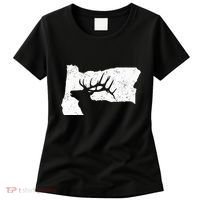 Oregon Elk Hunting Bull Elk State Shape Women's T-Shirt thumb 0