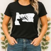 Oregon Elk Hunting Bull Elk State Shape Women's T-Shirt thumb 2