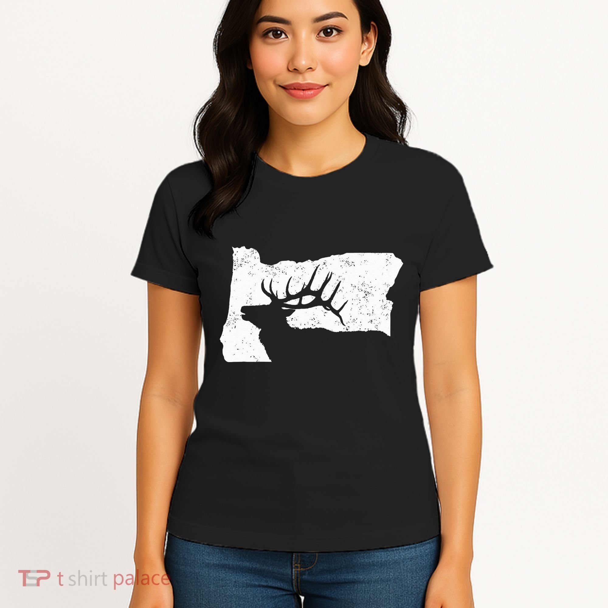 Oregon Elk Hunting Bull Elk State Shape Women's T-Shirt
