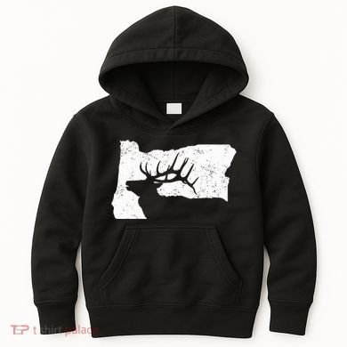 Oregon Elk Hunting Bull Elk State Shape Kids Hoodie