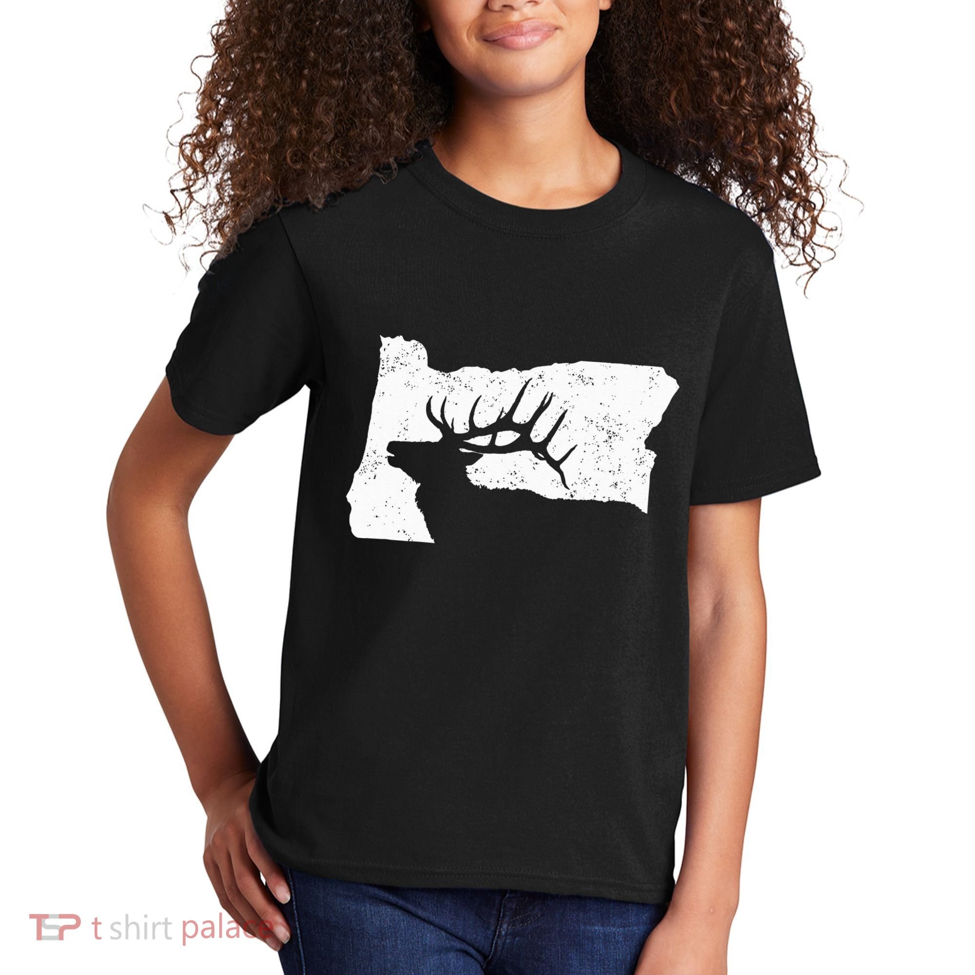 Oregon Elk Hunting Bull Elk State Shape Kids T-Shirt