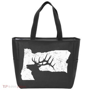 Oregon Elk Hunting Bull Elk State Shape Tote Bag