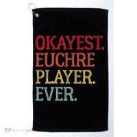 Okayest Euchre Player Ever Funny Euchre Card Game Golf Towel thumb 0