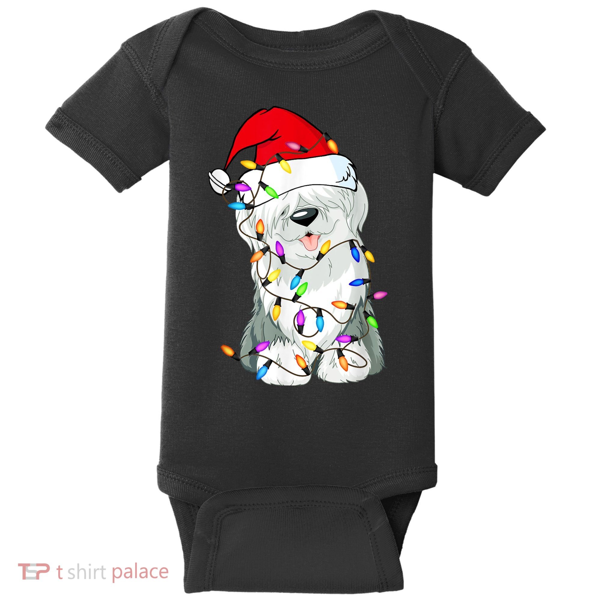 Old English Sheepdog Dog Light Decor Christmas Dog Baby Bodysuit