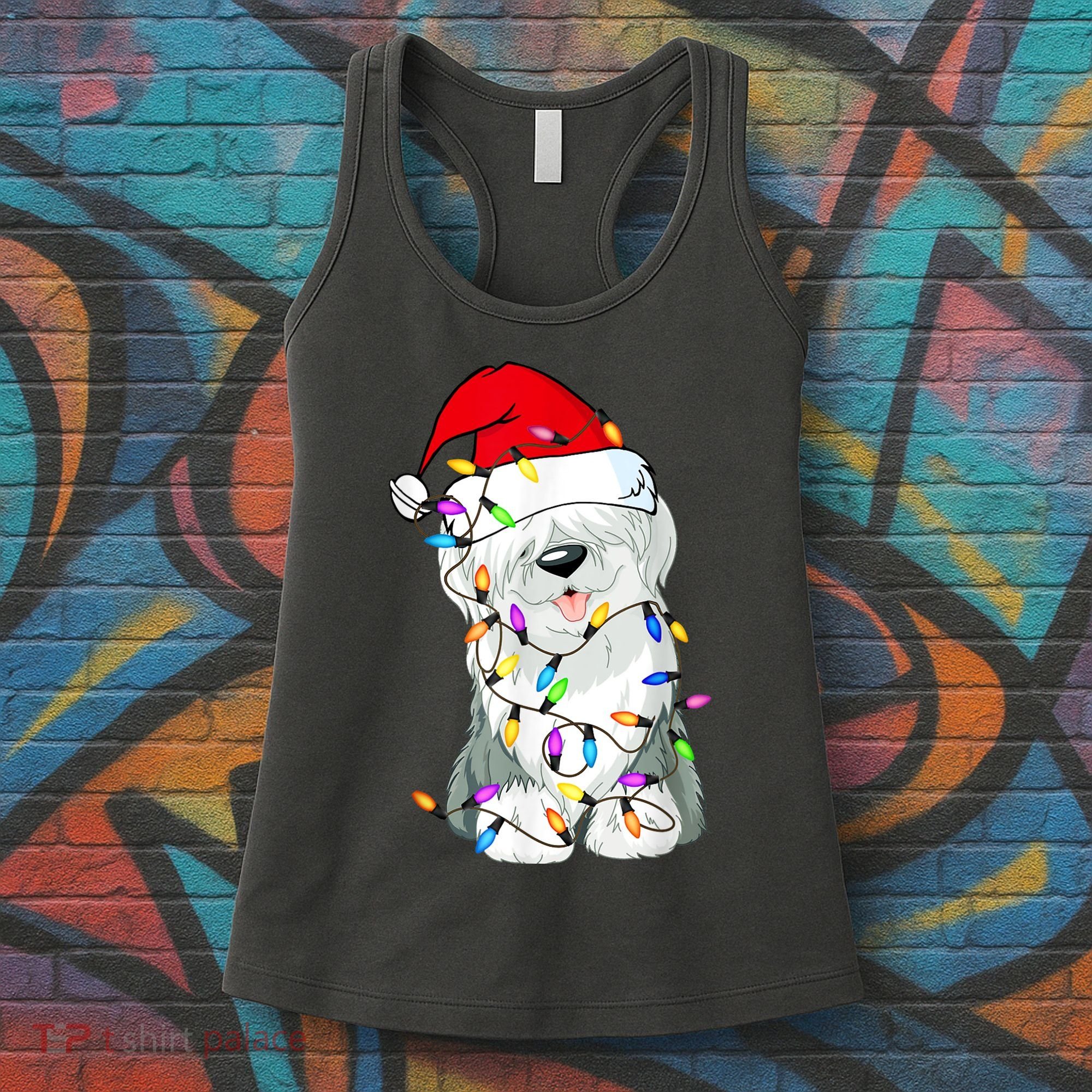 Old English Sheepdog Dog Light Decor Christmas Dog Women's Tank Top