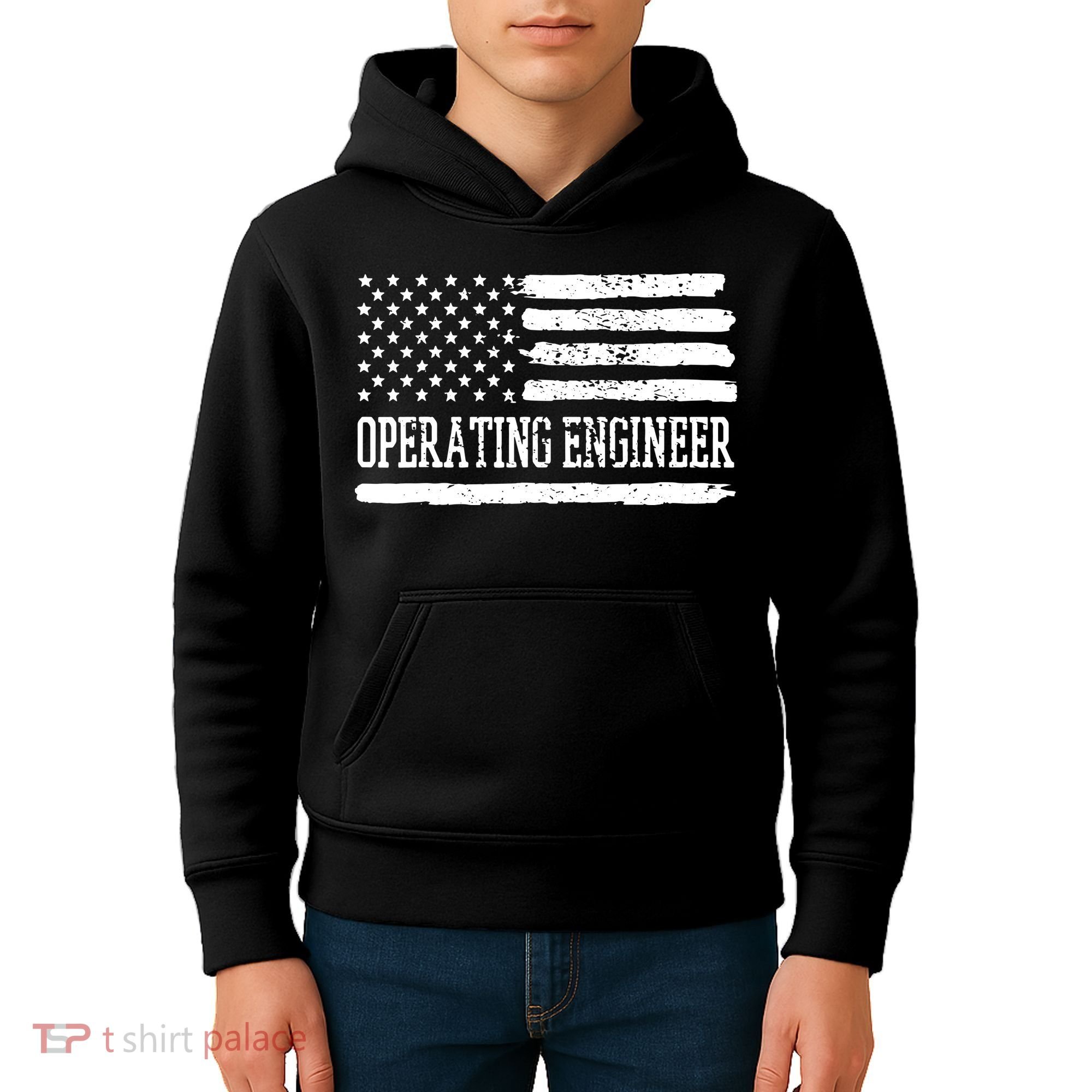 Operating Engineer USA Flag Kids Hoodie