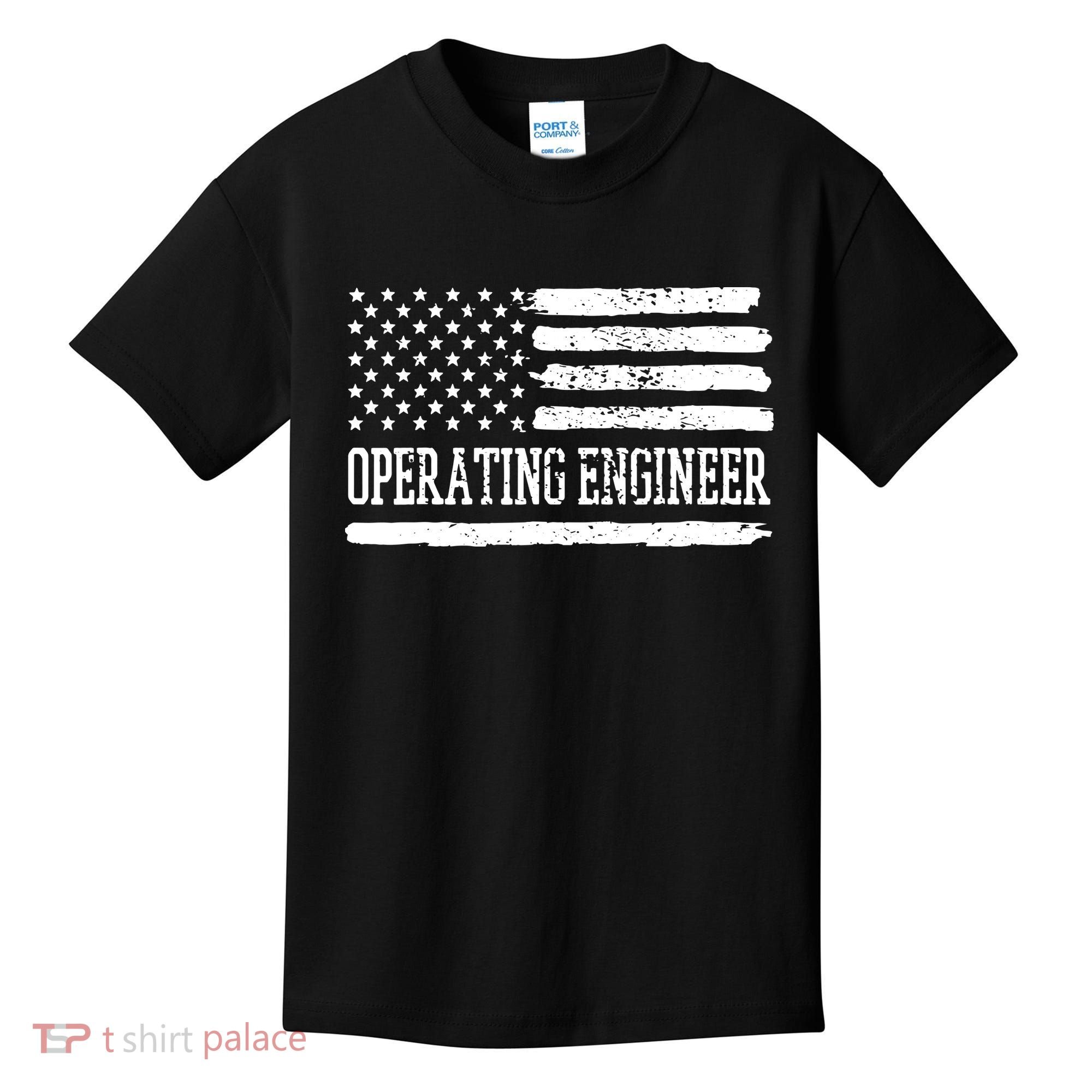 Operating Engineer USA Flag Kids T-Shirt