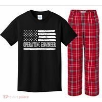 Operating Engineer USA Flag Kids Plaid Pajama Set thumb 0