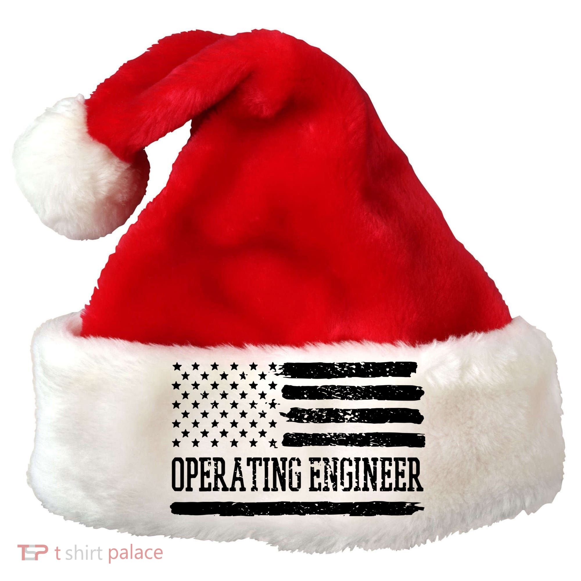 Operating Engineer USA Flag Santa Hat