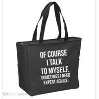 Of Course I Talk To Myself Sarcastic Tote Bag thumb 2