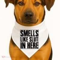 Offensive Funny Adult Humor, Smells Like Slut In Here USA-Made Doggie Bandana thumb 1
