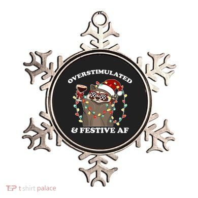 Overstimulated & Festive Af Raccoon Christmas Design Ornament