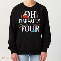 O Fish Ally Four Birthday Decorations 4th Birthday Boy Women's Sweatshirt thumb 0
