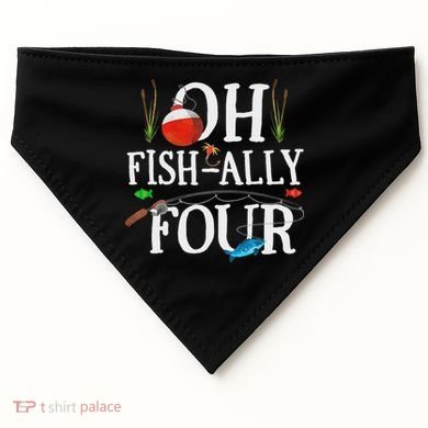 O Fish Ally Four Birthday Decorations 4th Birthday Boy USA-Made Doggie Bandana