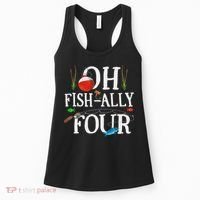 O Fish Ally Four Birthday Decorations 4th Birthday Boy Women's Tank Top thumb 0