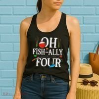 O Fish Ally Four Birthday Decorations 4th Birthday Boy Women's Tank Top thumb 2