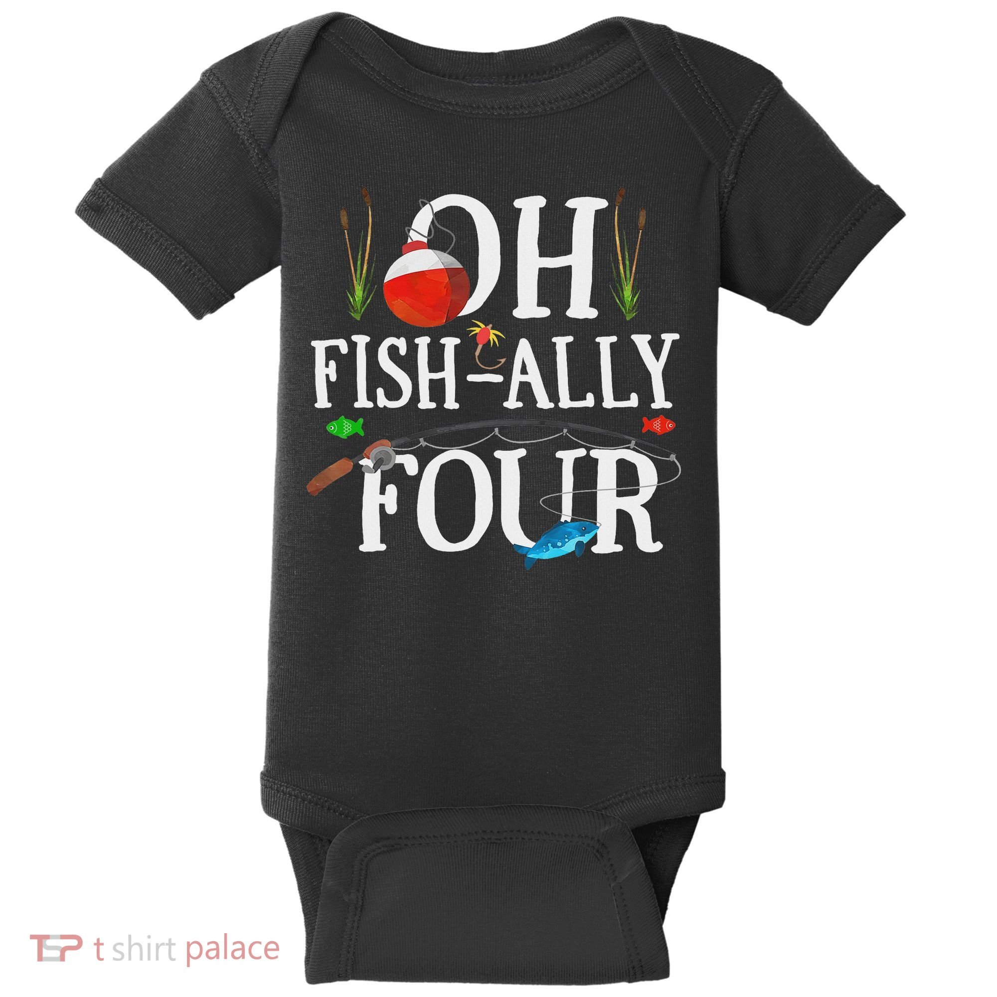 O Fish Ally Four Birthday Decorations 4th Birthday Boy Baby Bodysuit