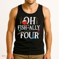 O Fish Ally Four Birthday Decorations 4th Birthday Boy Tank Top thumb 3