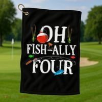 O Fish Ally Four Birthday Decorations 4th Birthday Boy Golf Towel thumb 1