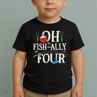 O Fish Ally Four Birthday Decorations 4th Birthday Boy Toddler T-Shirt thumb 2