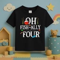 O Fish Ally Four Birthday Decorations 4th Birthday Boy Toddler T-Shirt thumb 3