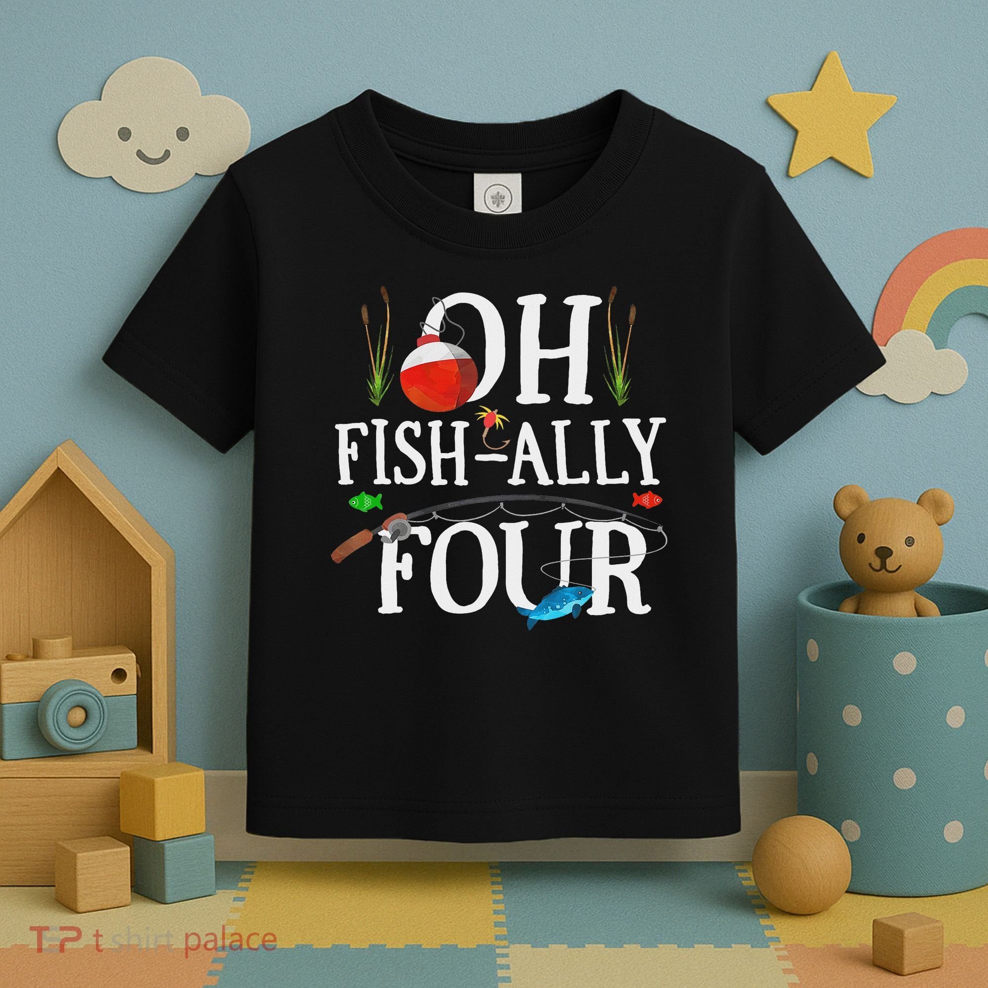 O Fish Ally Four Birthday Decorations 4th Birthday Boy Toddler T-Shirt