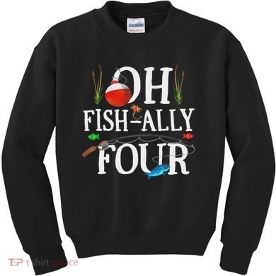 O Fish Ally Four Birthday Decorations 4th Birthday Boy Kids Sweatshirt