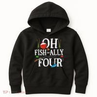O Fish Ally Four Birthday Decorations 4th Birthday Boy Kids Hoodie thumb 0