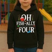 O Fish Ally Four Birthday Decorations 4th Birthday Boy Kids Hoodie thumb 3