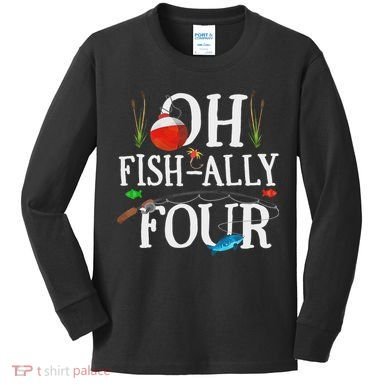 O Fish Ally Four Birthday Decorations 4th Birthday Boy Kids Long Sleeve Shirt