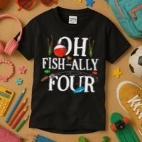 O Fish Ally Four Birthday Decorations 4th Birthday Boy Kids T-Shirt thumb 3
