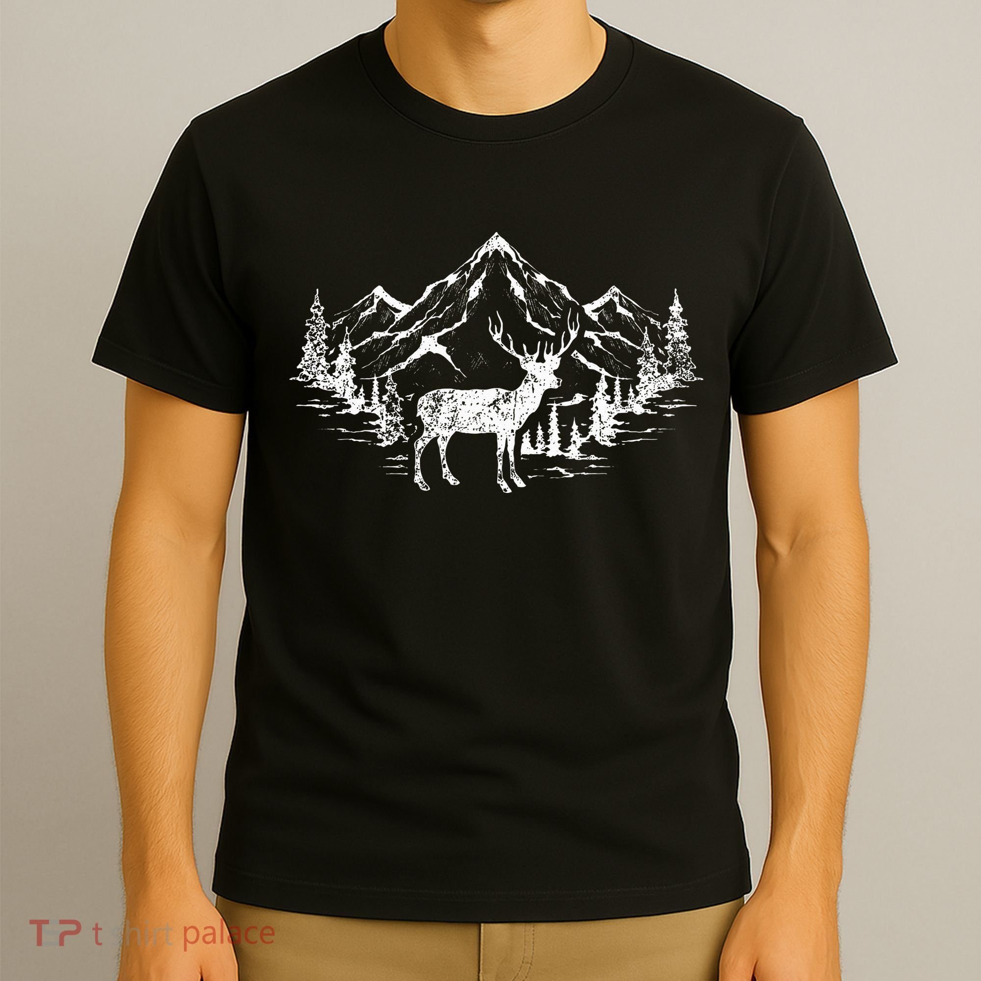Outdoor Forest Animal Wildlife Mountains Nature Trees Deer T-Shirt