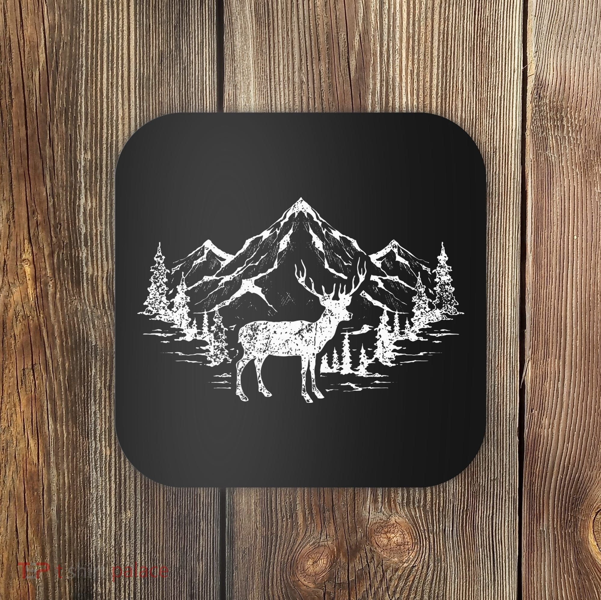 Outdoor Forest Animal Wildlife Mountains Nature Trees Deer Coaster