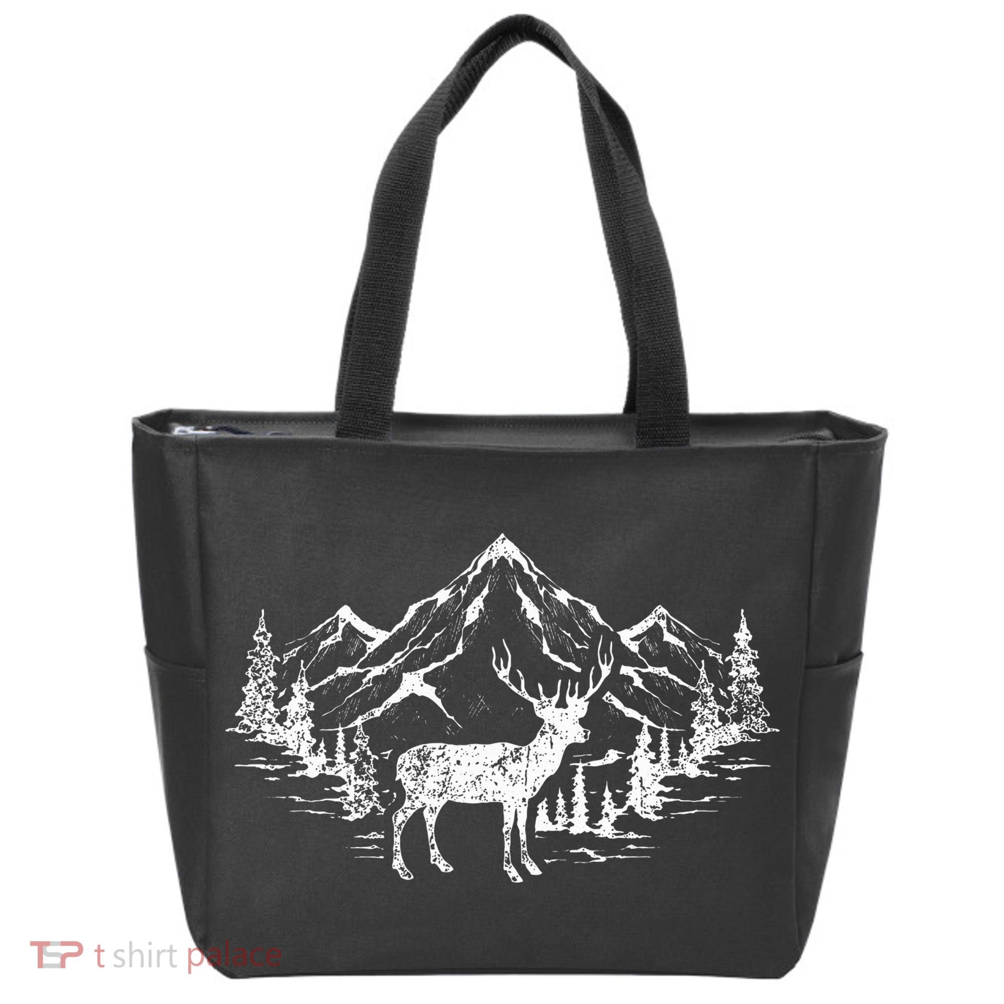 Outdoor Forest Animal Wildlife Mountains Nature Trees Deer Tote Bag