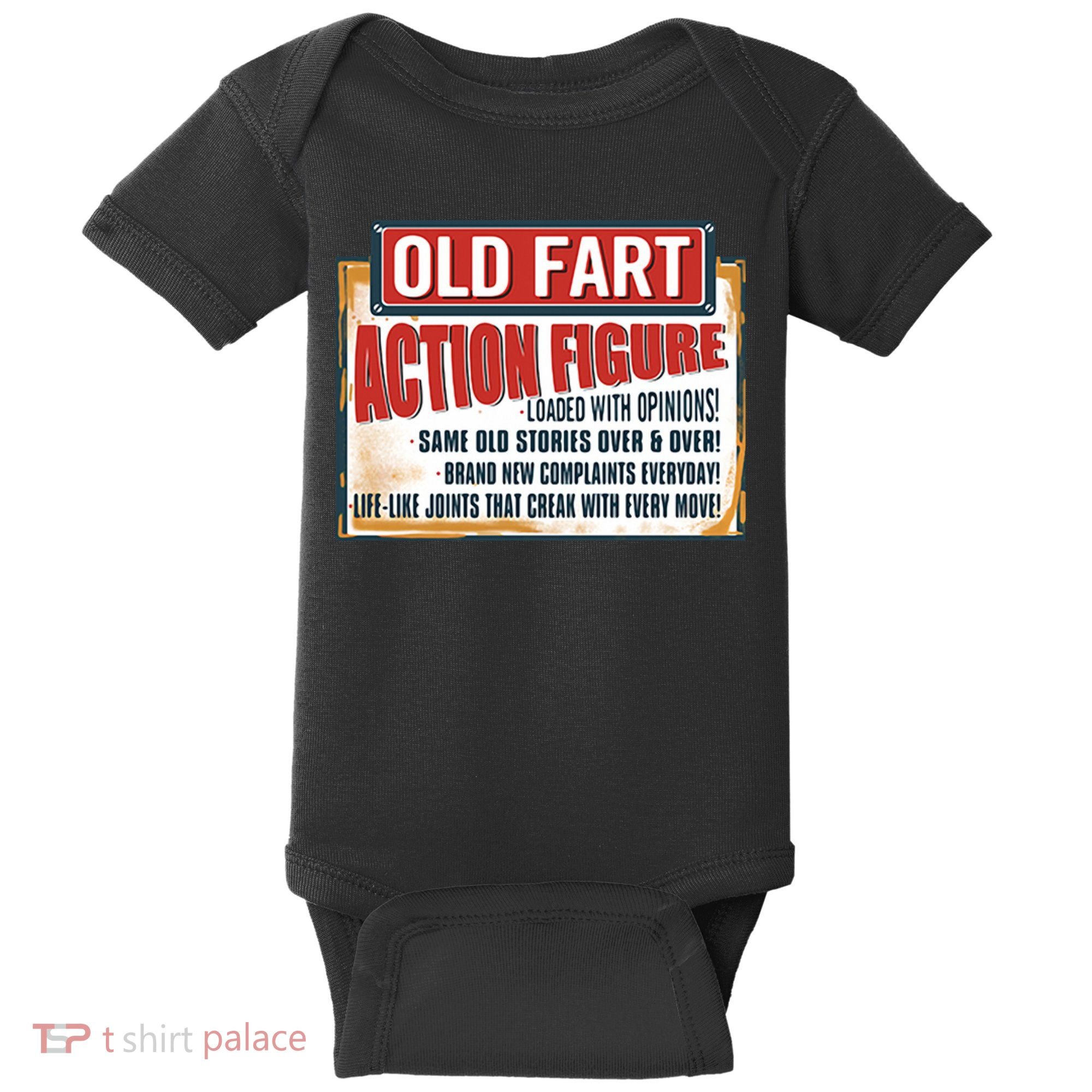 Old Fart Action Figure Loaded With Opinions Baby Bodysuit