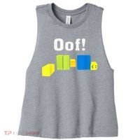 OOF! Funny Blox Noob Gamer Gifts For Gamers Women's Racerback Cropped Tank thumb 0