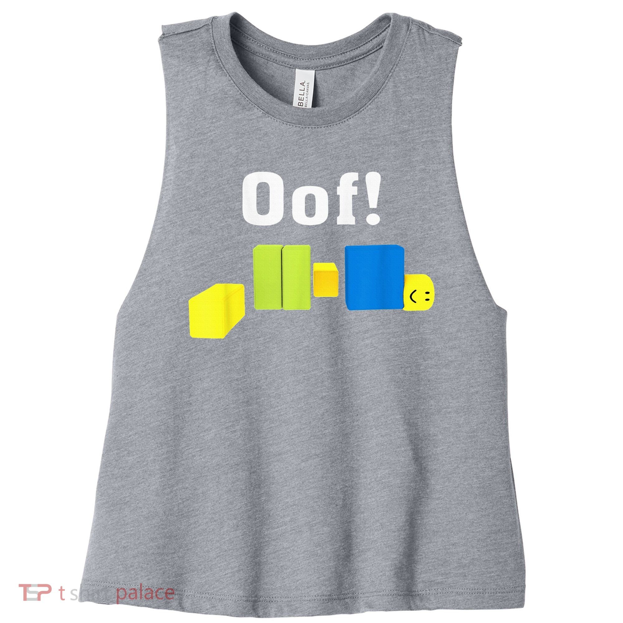 OOF! Funny Blox Noob Gamer Gifts For Gamers Women's Racerback Cropped Tank