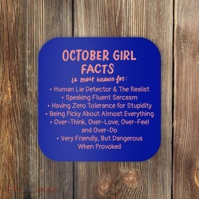 October Facts Birthday Funny Gift Born Libra Or Scorpio Gift Coaster