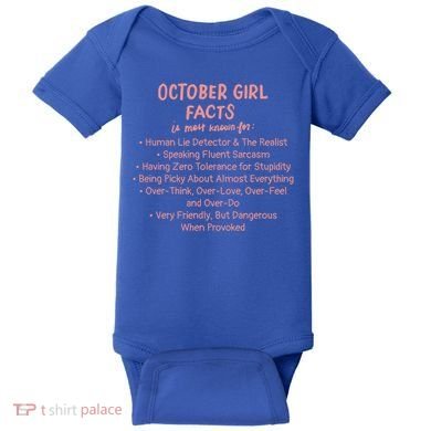 October Facts Birthday Funny Gift Born Libra Or Scorpio Gift Baby Bodysuit