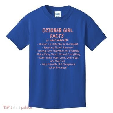 October Facts Birthday Funny Gift Born Libra Or Scorpio Gift Kids T-Shirt