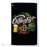 Oktoberfest Funny Beer Hat Pretzel And Edelweiss Golf Towel thumb 0