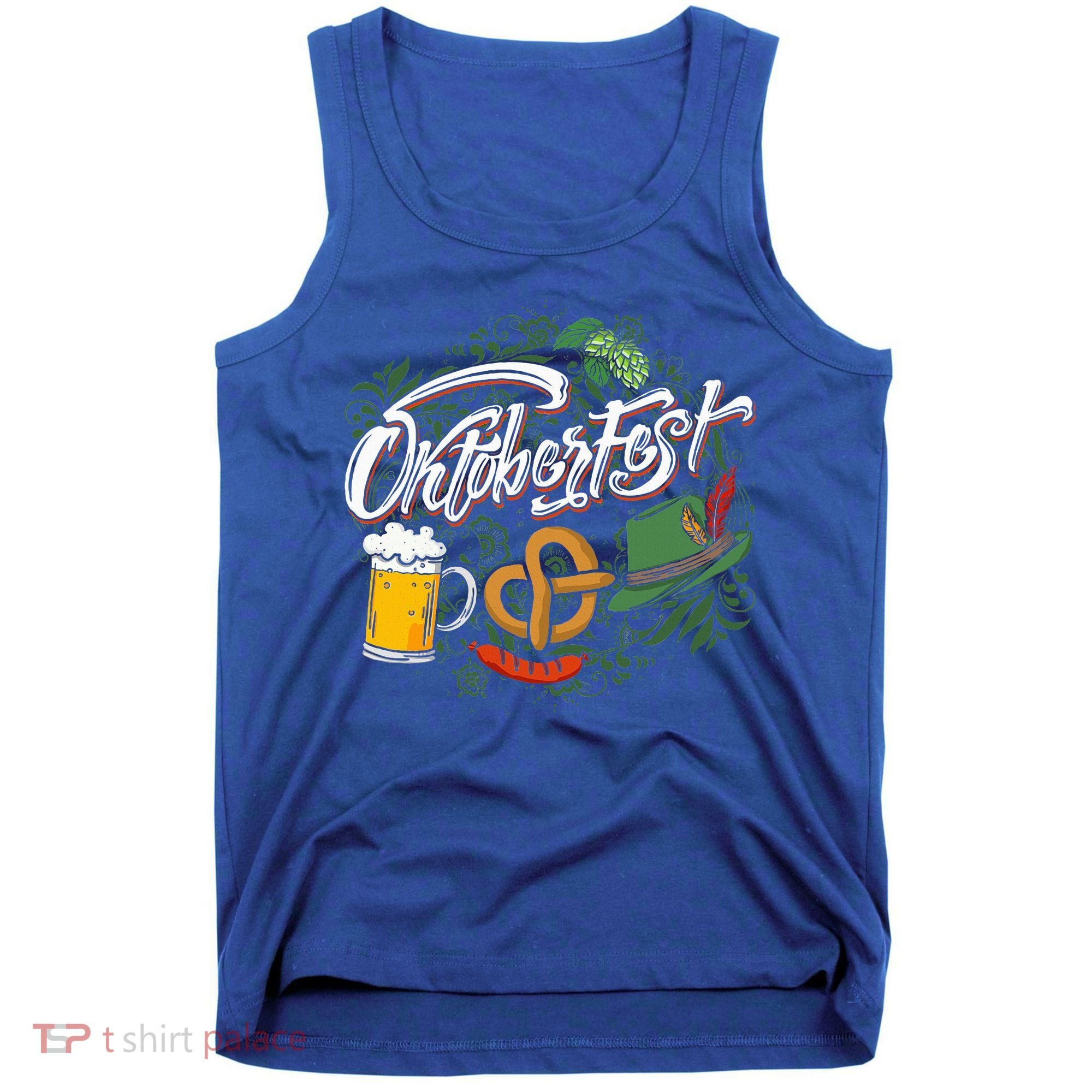 Oktoberfest Funny Beer Hat Pretzel And Edelweiss Tank Top